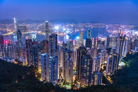 Vista noturna de Hong Kong