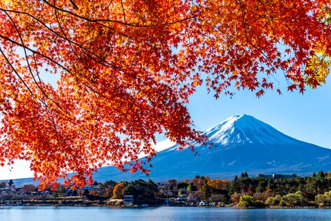 Kawaguchi-meer in de herfst, Yamanashi