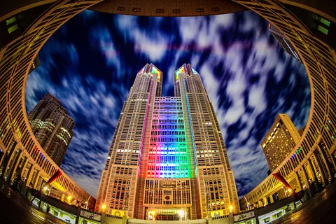 Verlicht stadhuis van Tokio