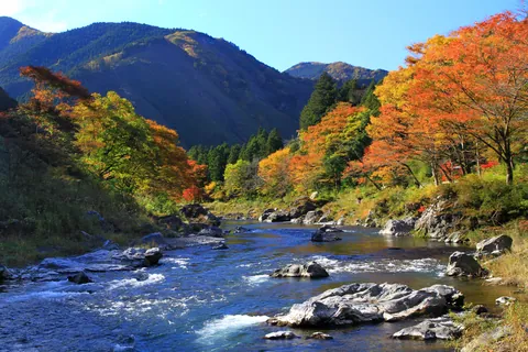 La valle di Mitake in autunno