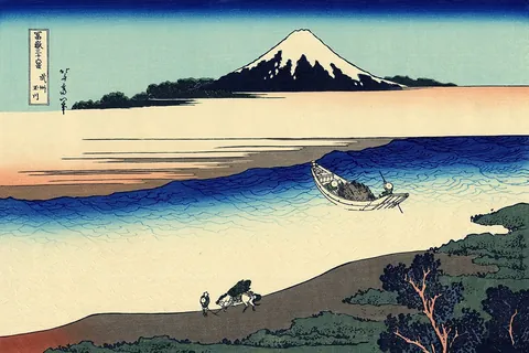 La Rivière Tama dans la province de Musashi