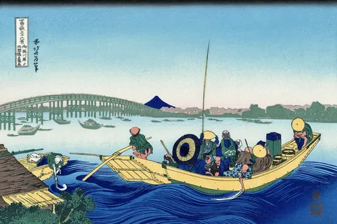 御厩河岸望两国桥夕阳
