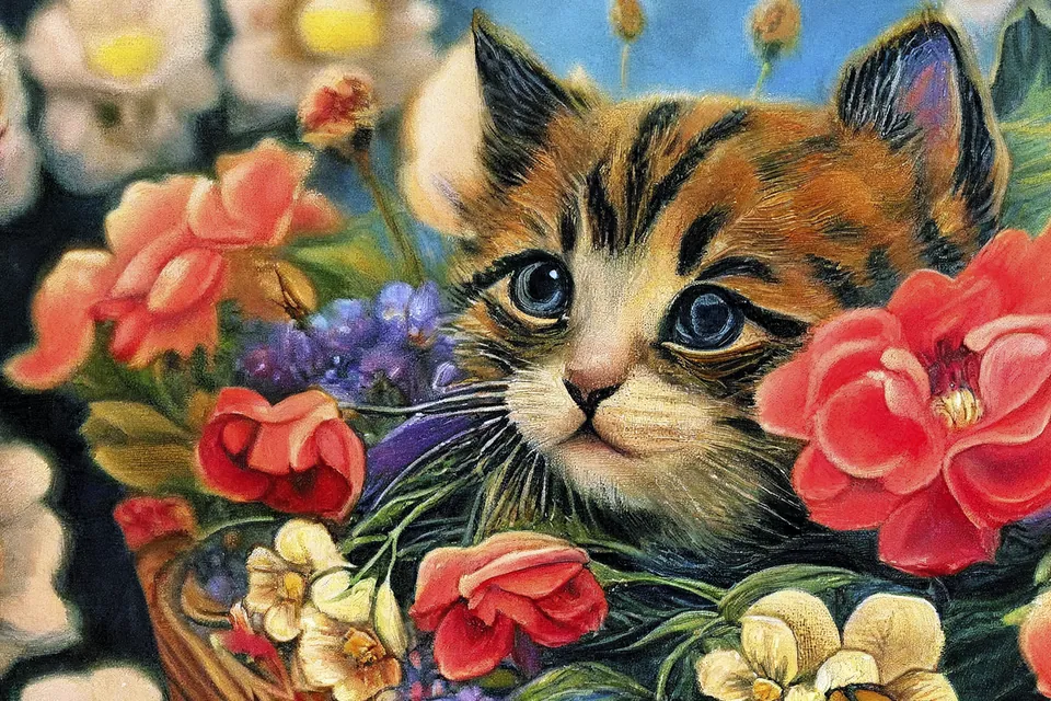 Chatons et fleurs