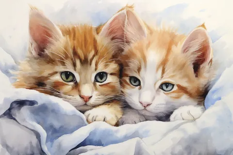 Deux chatons enveloppés dans des draps