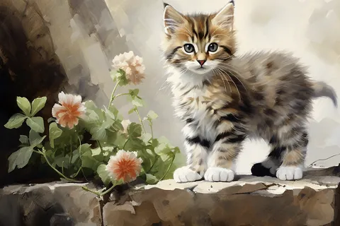 Belles fleurs sauvages et chat