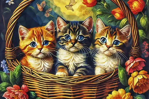 Trois chatons dans un panier