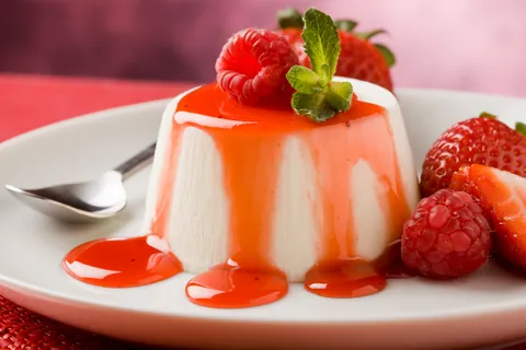 Panna cotta con salsa de frutos rojos