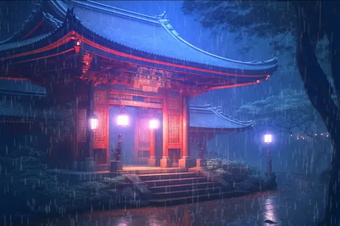 Sanctuaire par un envoûtant jour de pluie