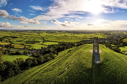 Glastonbury Abbey church ruin in England
