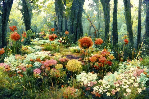 Bosque de fantasía lleno de flores